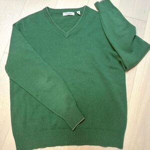 Williams & Kent Cashmere Sweater Olive Green M Classic Heritage Grandpa V Neck